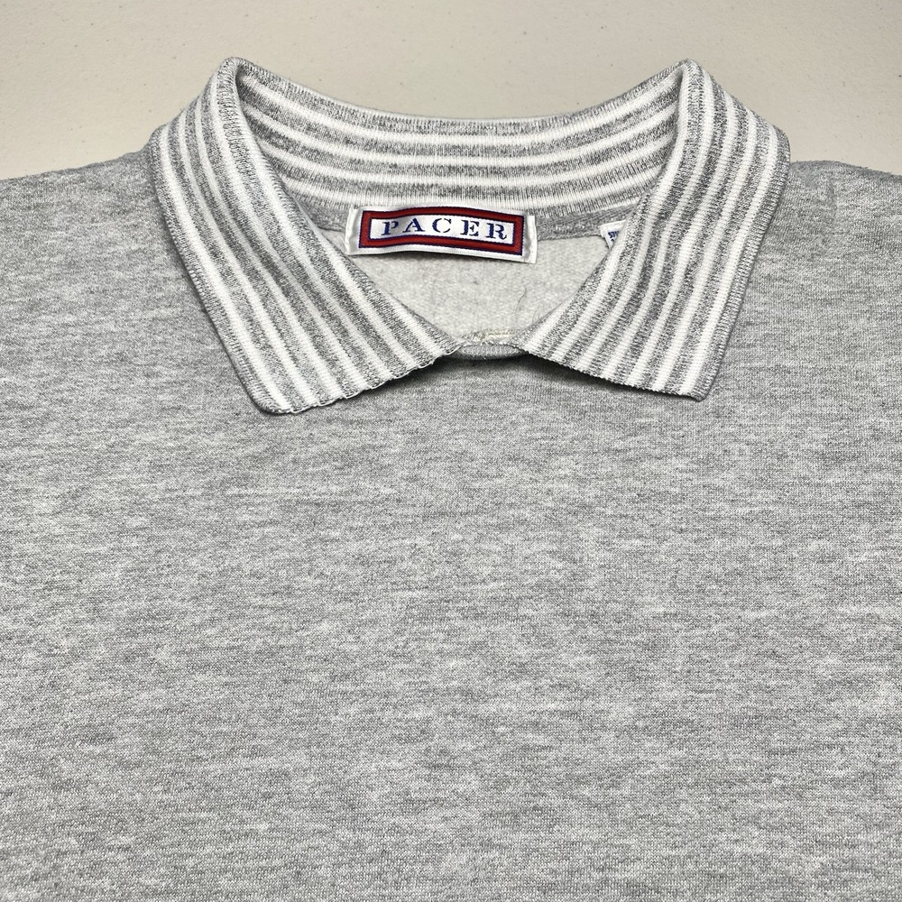 PACER Johnny Collar Polo Sweater  L Pullover Heathered Gray Retro